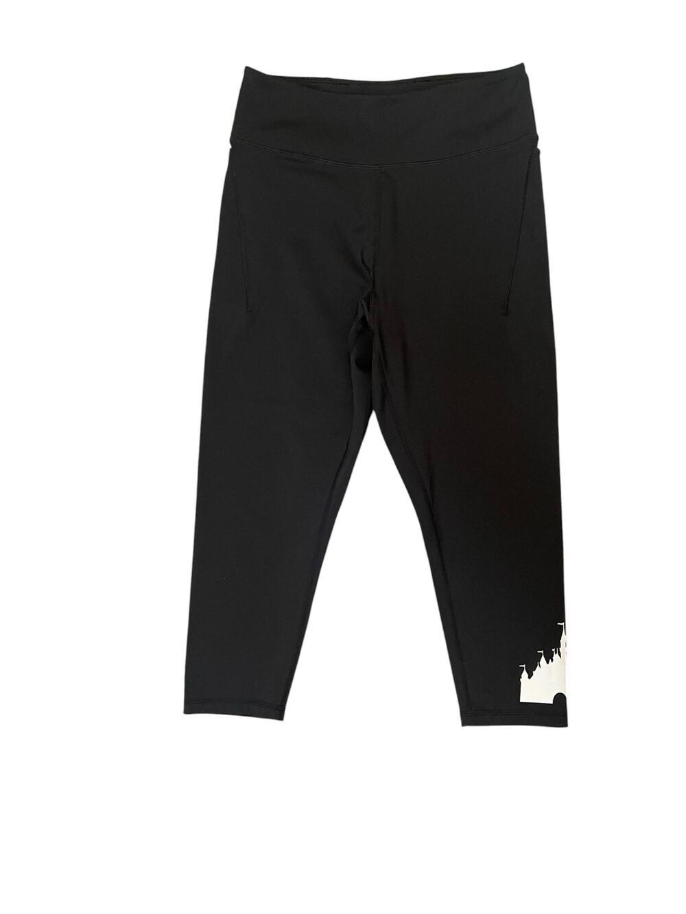 Disney Parks Disneyland M Black White Castle Leggings Vacation Workout Comfort